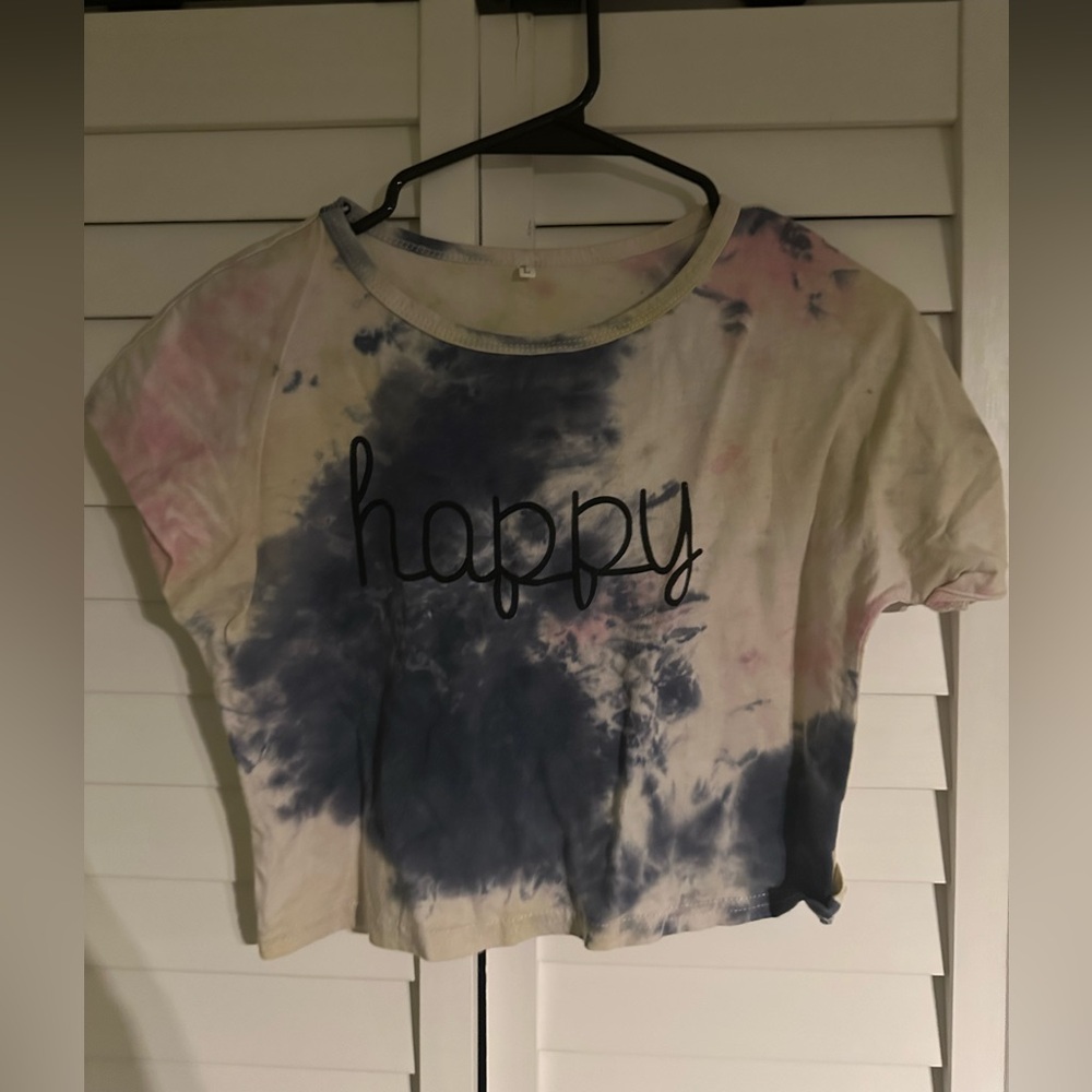 Tie-Dye 'Happy' Crop Top